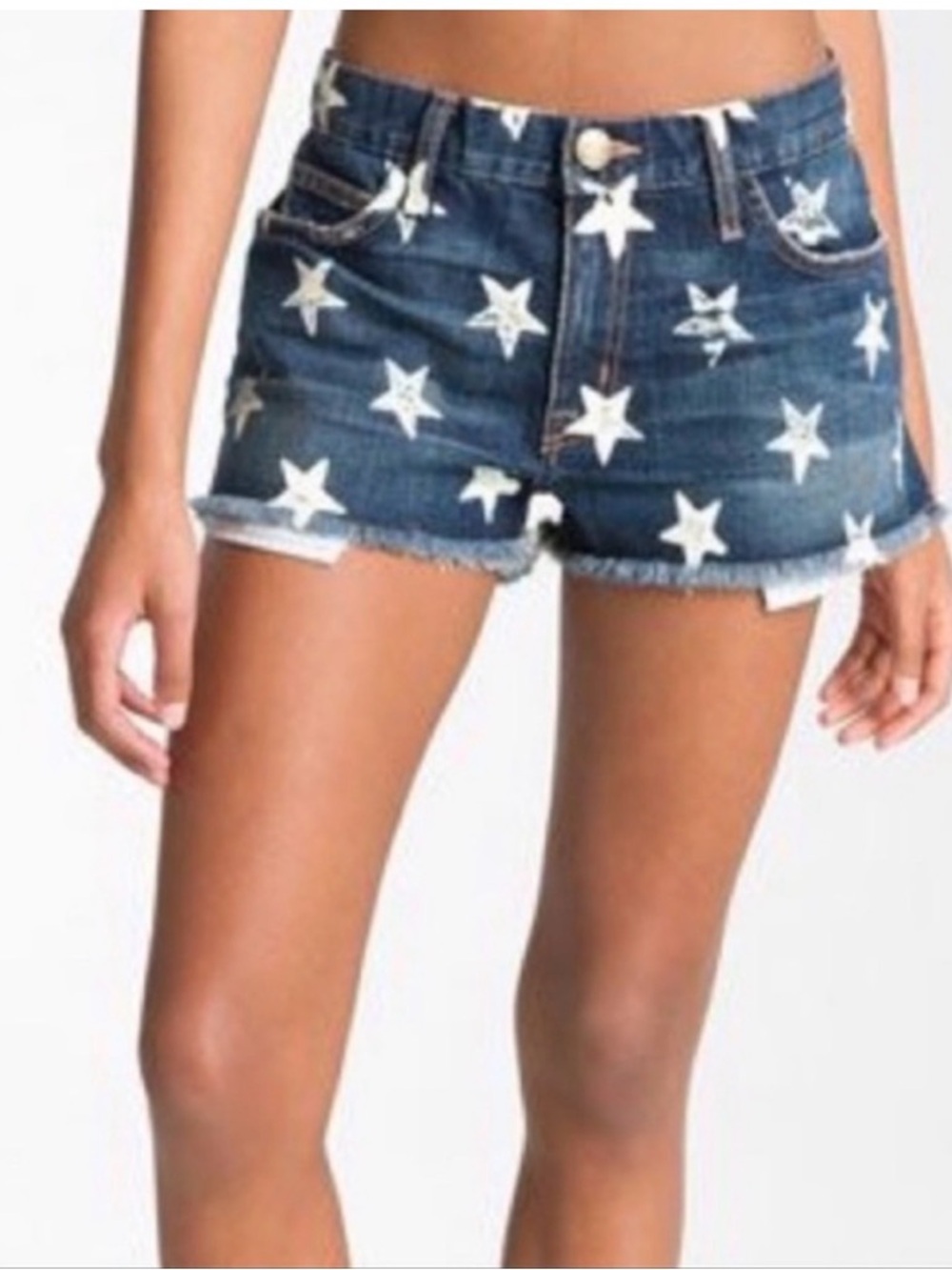 Current/Elliott Denim Star Print Boyfriend Shorts NWT Women's 26 4th of July